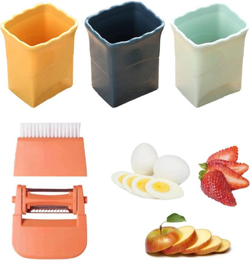 Fruitsnijder Cup Slicer Fruit Cup Slicer RVS Kleurrijke Fruitsnijder Snelle Salade Keukenhulp Fruitsnijder Handgereedschap voor Fruit en Groenten
