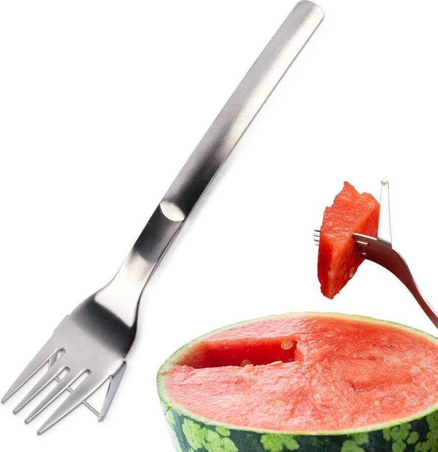 Fruitvork roestvrij staal watermeloensnijder vork dessert vorken levensmiddelenkwaliteit roestvrij staal multifunctioneel fruittaartsnijgereedschap voor levensmiddelen fruit cake feestaccessoires