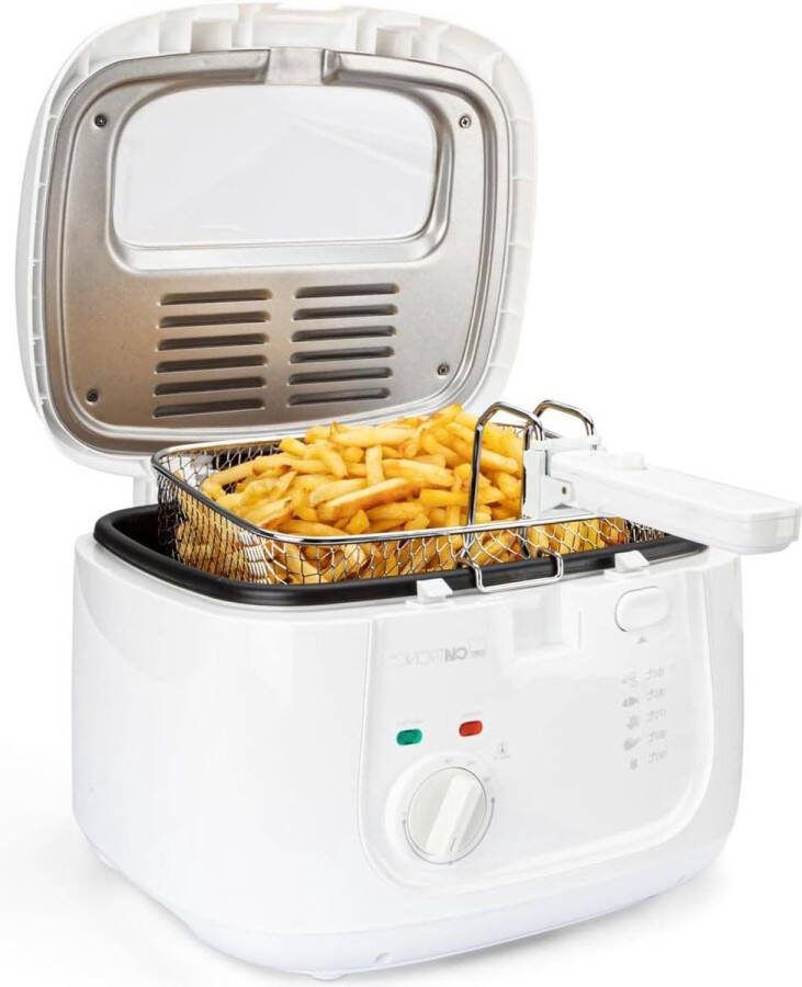 Fryer geur- en vetfilter verstelbare thermostaat grote frituurmand 1800 W Cool Touch-behuizing wit