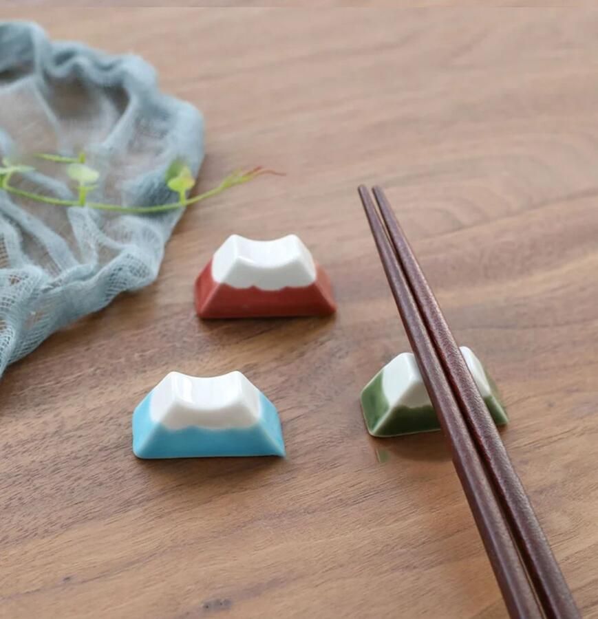 Fuji Berg Keramische Eetstokjes 3 Stuks Set Multicolor Japanse Eetstokjes Houder Mt. Fuji Keramiek Servies Ornamenten Kawai Houder voor eetstokjes -Japan