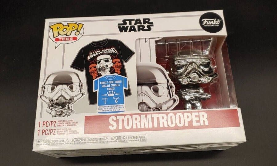 FUNKO POP! & TEE: STAR WARS- STORMTROOPER- L (T-shirt) #296 Chrome