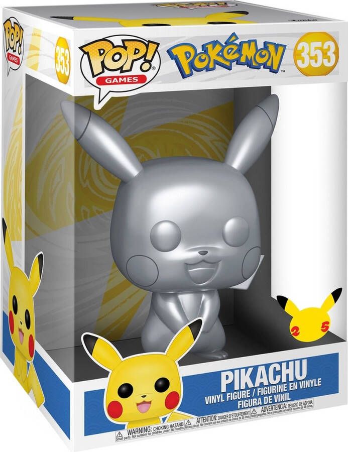 Funko POP! Games: Pokémon Pikachu 10 Metallic Vinyl Figure 25 years #353