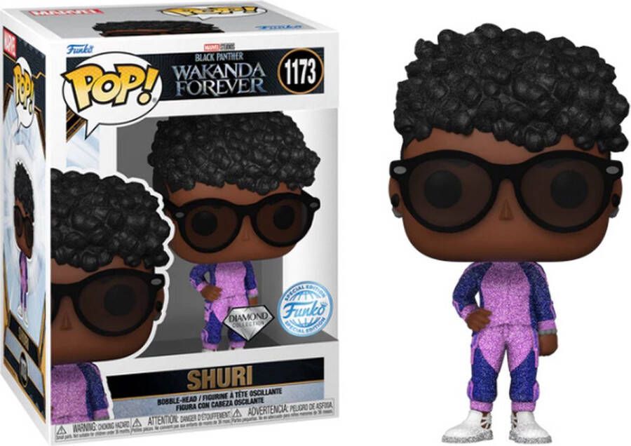 Marvel Funko Pop! : Wakanda Forever Black Panther Shuri Purple Suit #1173 Diamond Glitter Exclusive