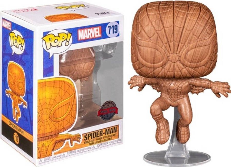 Funko! Pop Wooden Exclusive Marvel Spider-man (wd) (52216) games And Toys