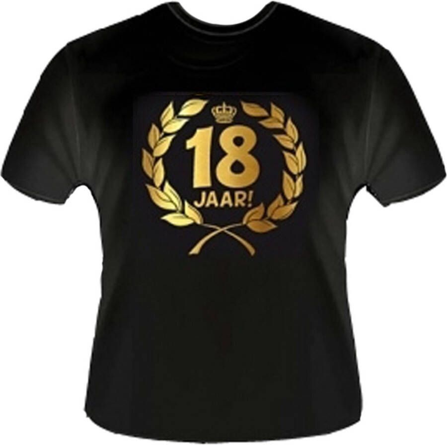 Bc Funny zwart shirt. Gouden Krans T-Shirt 18 jaar Maat XS