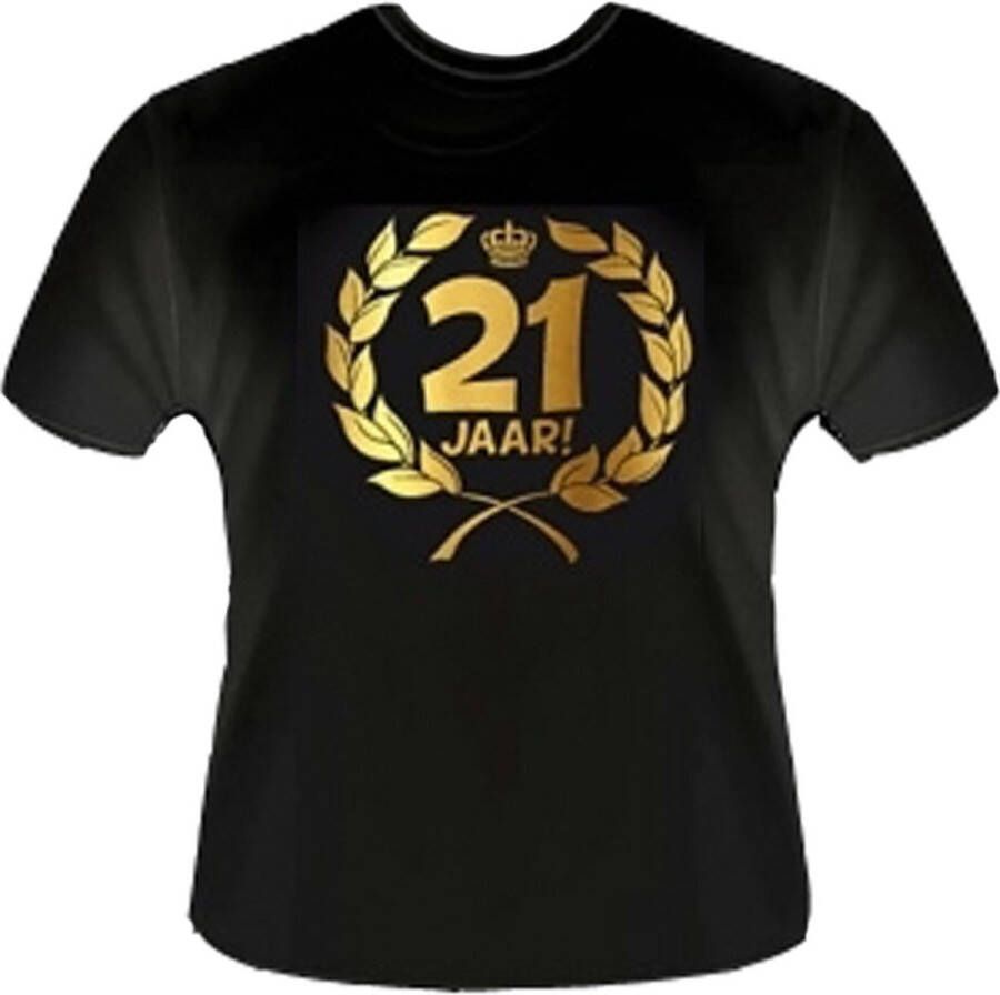 Bc Funny zwart shirt. Gouden Krans T-Shirt 21 jaar Maat XS