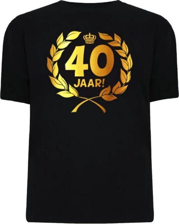 Merkloos Sans marque Funny zwart shirt. Gouden Krans T-Shirt 40 jaar