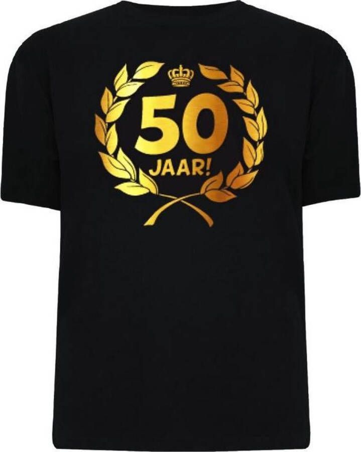 Merkloos Sans marque Funny zwart shirt. Gouden Krans T-Shirt 50 jaar