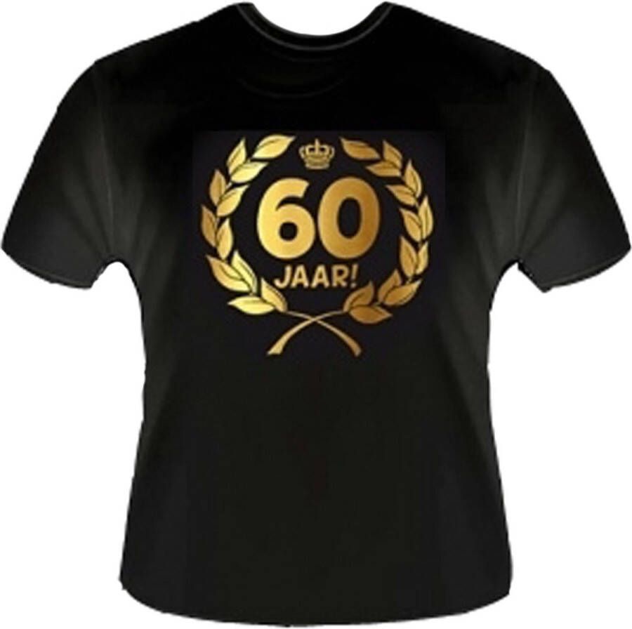 Funny zwart shirt. Gouden Krans T-Shirt 60 jaar Maat 5XL