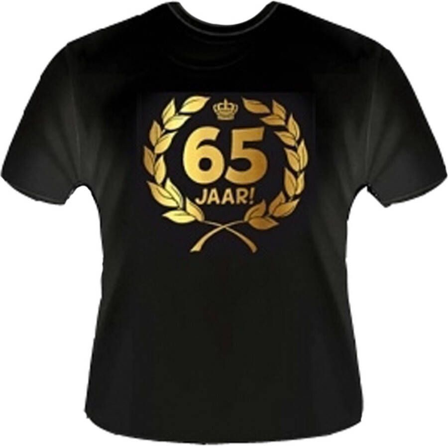 Funny zwart shirt. Gouden Krans T-Shirt 65 jaar Maat 2XL