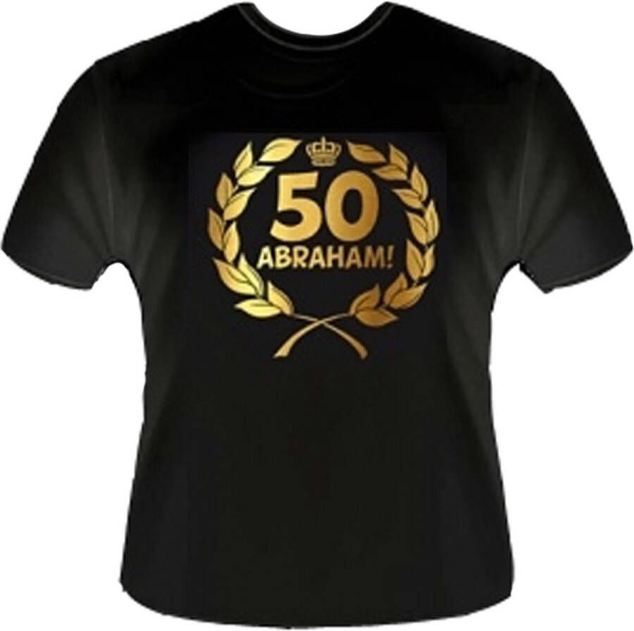 Funny zwart shirt. Gouden Krans T-Shirt Abraham 50 jaar Maat 2XL