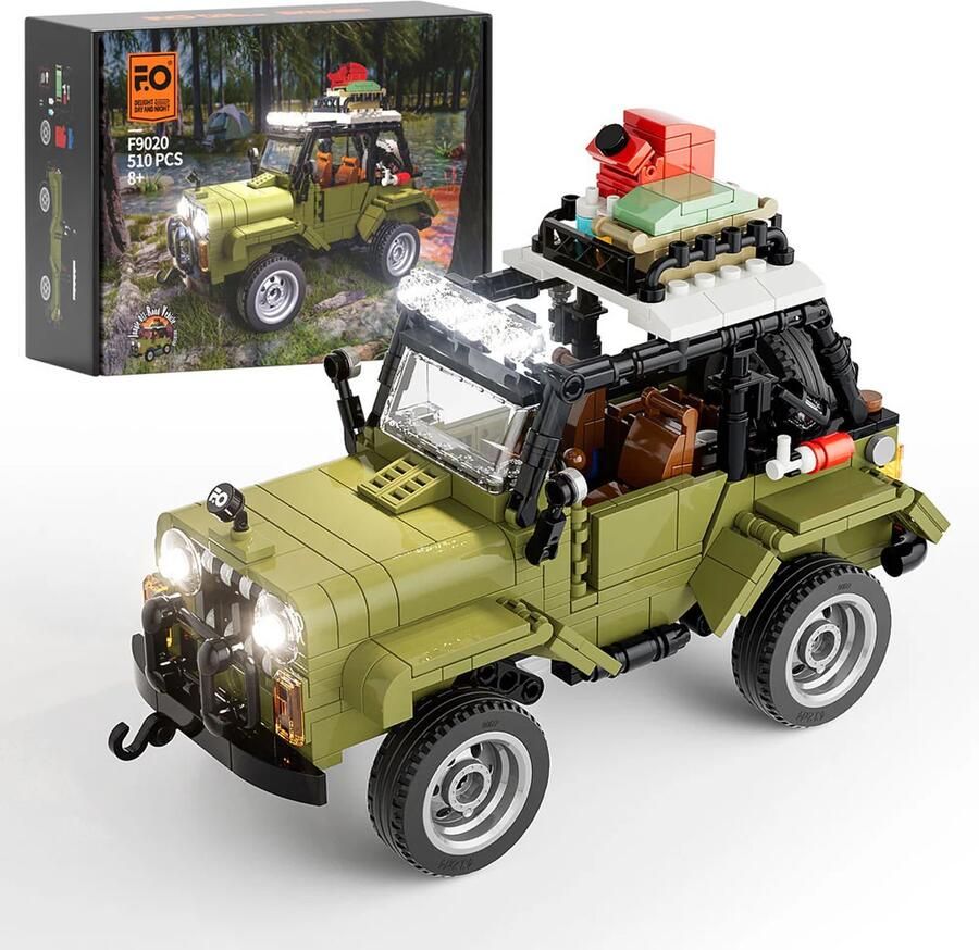 Funwhole F9020 Jungle Offroader Bouwset 510 Stuks Brick Met LED Verlichting Educatief Speelgoed voor Volwassenen en Kinderen Gedetailleerde Instructies
