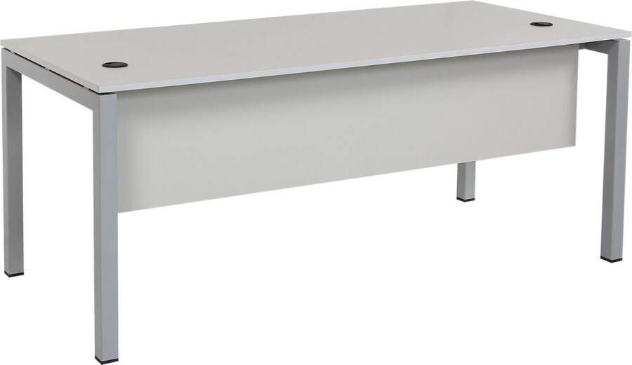Furni24 Tetra bureau 160 x 80 x 75 cm grijs decor zilver RAL 9006 inclusief kabelgoot