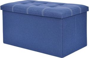 Furnibella zitbank met opbergruimte opvouwbaar Blauw 76 x 38 x 38 cm