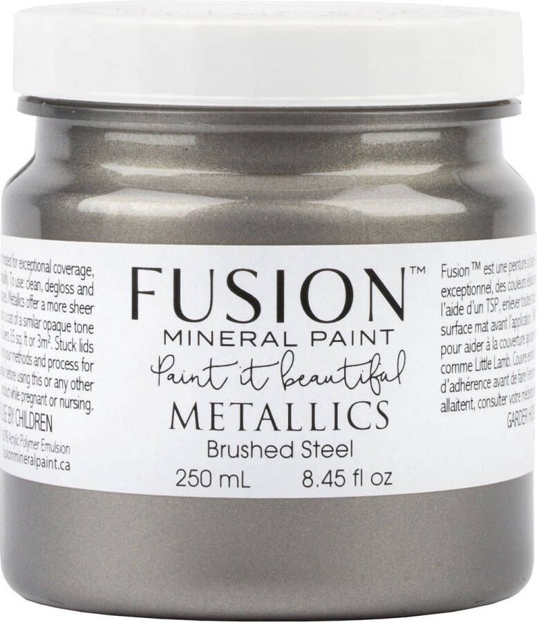 Fusion Metallic paint Meubelverf Geborsteld staal- Acrylverf Brushed steal 250 ml