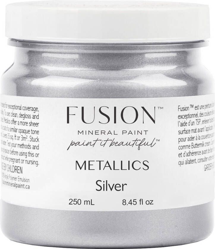Fusion Metallic Paint Meubelverf Zilver Acrylverf Silver 250 ml