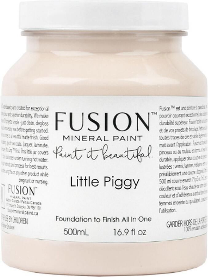 Fusion Mineral paint Meubelverf Licht roze Acrylverf Little Piggy 500 ml