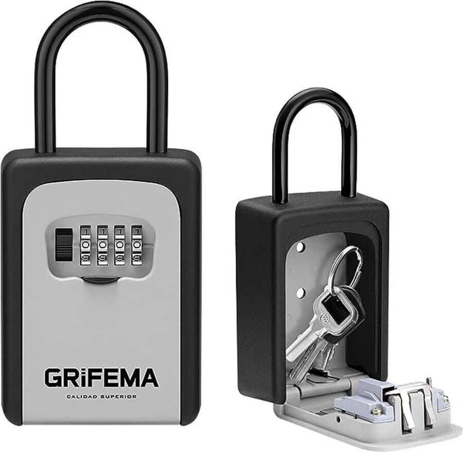 GA1004 Lock Box Sleutelkastjes Key Lock Box met 4-Cijferige Cijfercode Sleutelkluis Wandmontage Voor Huis Garage Waterdichte With Hook Gray