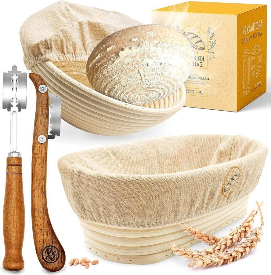 Gaarmand voor broodbakken Bakkersmessen set Fermentatiemandjes Deegmessen Broodbakaccessoires Broodbakvorm Zuurdeeg startset Deegsnijder Gistingsfolie