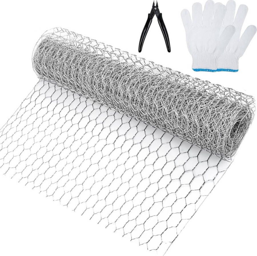 Gaasdraad zeshoekig verzinkt 04 x 10 m konijnenhok knutselen decoratie handschoenen met drievoudige rotatie