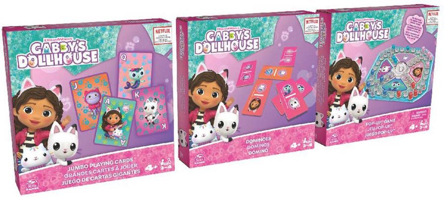 Gaby's dollhouse 3-pack spelletjes pop up game kaartspel domino