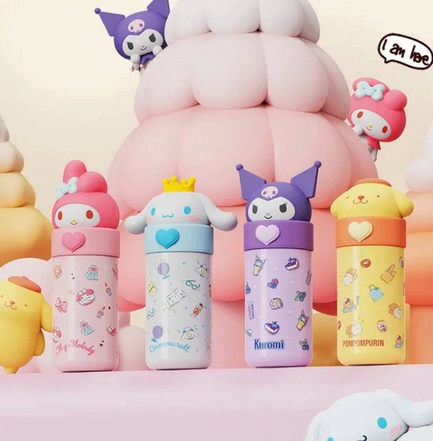 Gadgets&toys waterfles 350ml Sanrio drinkfles voor kinderen Sanrio kawaii schoolbeker thermosfles