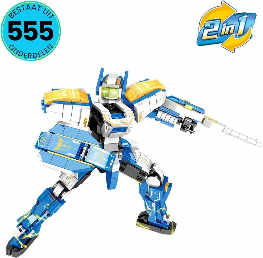 Galaxy Defender Robot Speelgoed Set Geschikt Voor LEGO Vanaf 6 Jaar 555 Bouwstenen Bouwset 2 in 1 STEM Speelgoed Bouwsets Bouwspeelgoed Inclusief Handleiding
