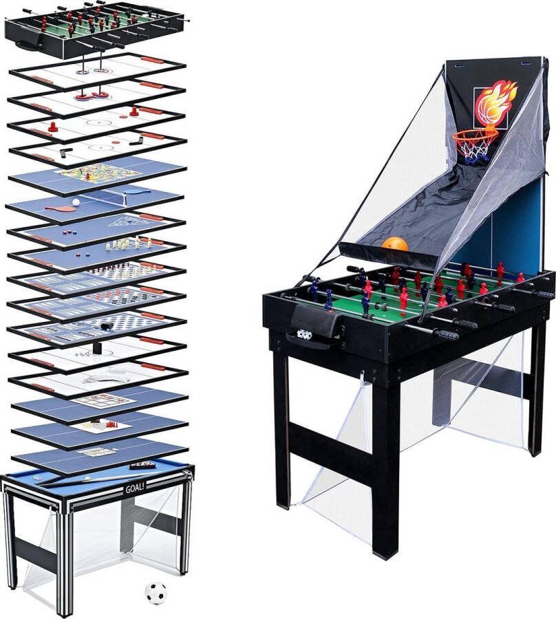 Gametafel Multi Gametafel Tafelvoetbal Tafelbasketbal Tafelijshockey Pooltafel en nog veel meer 20-1 Tafel Spelletjes 20-in-1 Game Tafel