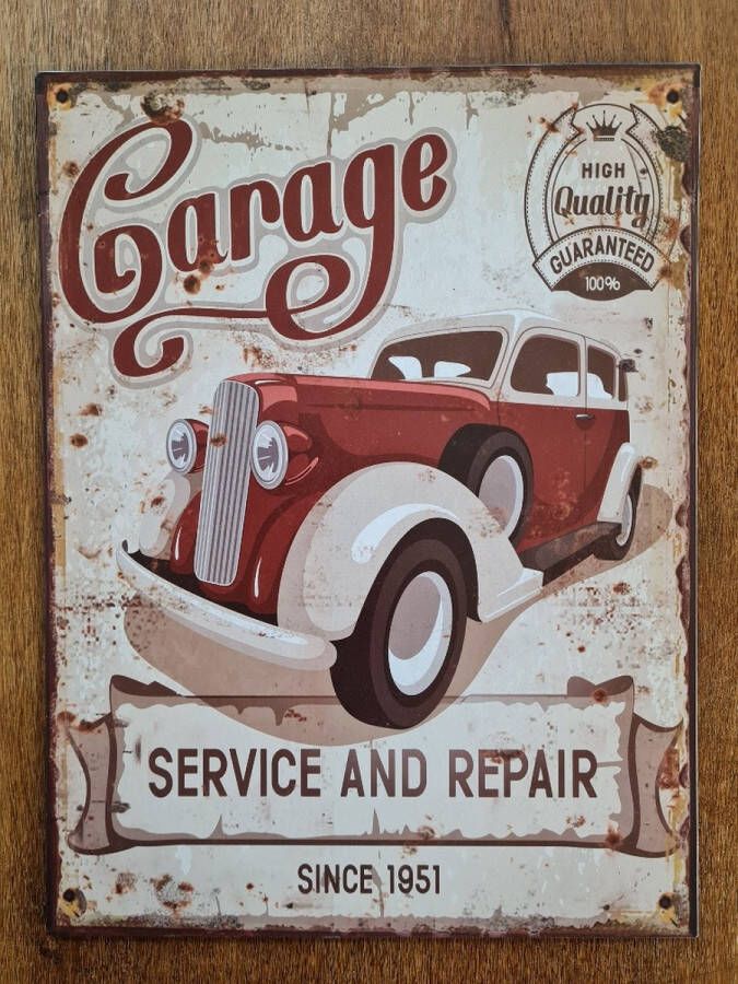 Garage Service and Repair metalen wandbord 33x25cm