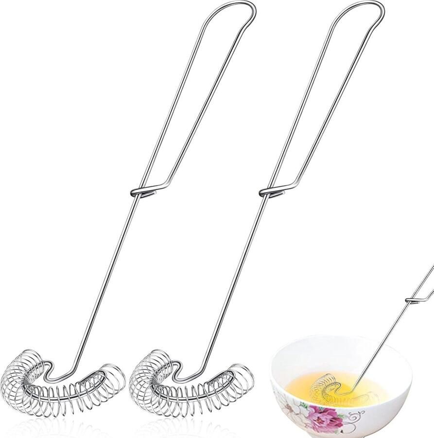 Garde 2 stuks spiraalbezem van roestvrij staal kleine spiraalgarde lenteschuimklopper ballongarde multifunctionele keukenhulp voor het mixen roeren melk eieren crème