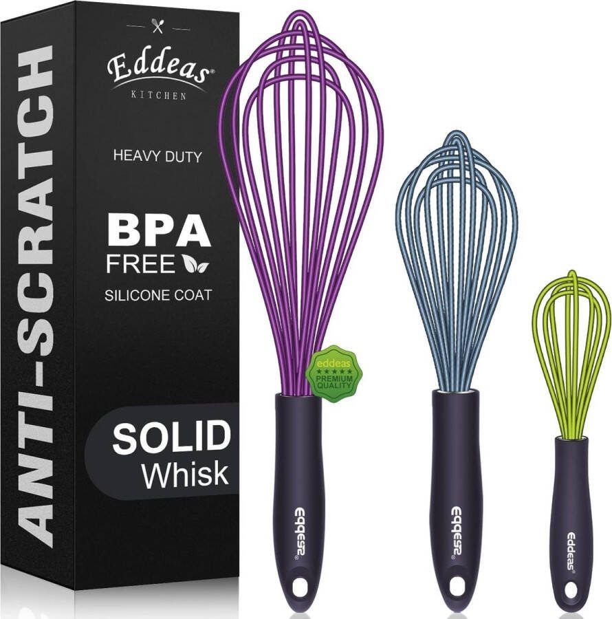Garde siliconen garde voedselveilig en BPA-vrij met anti-aanbaklaag keukengarde in een set van 3 stuks perfect voor mixen kloppen (18 cm 23 cm 28 cm)