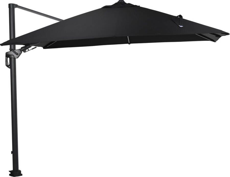 Garden Impressions Hawaii Lumen parasol 3x3m zwart doek inclusief 90 kg parasolvoet en bijpassende parasolhoes