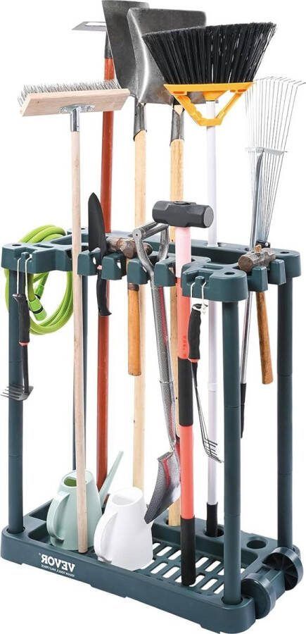 Garden Tool Organizer 10 Slots Yard Tool Tower Rack for Garage Organization Storage Long Handle Hold Tools Rake Broom Shovel PP Garden Tool Stand Holder Organizer