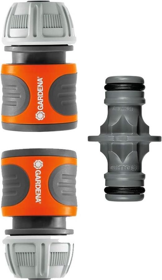 Gardena koppelingsset: Slangkoppeling voor slangverlenging 13 mm (1 2) en 15 mm (5 8) ook onder hoge waterdruk eenvoudige montage (18283-20) Zwart Oranje Grijs