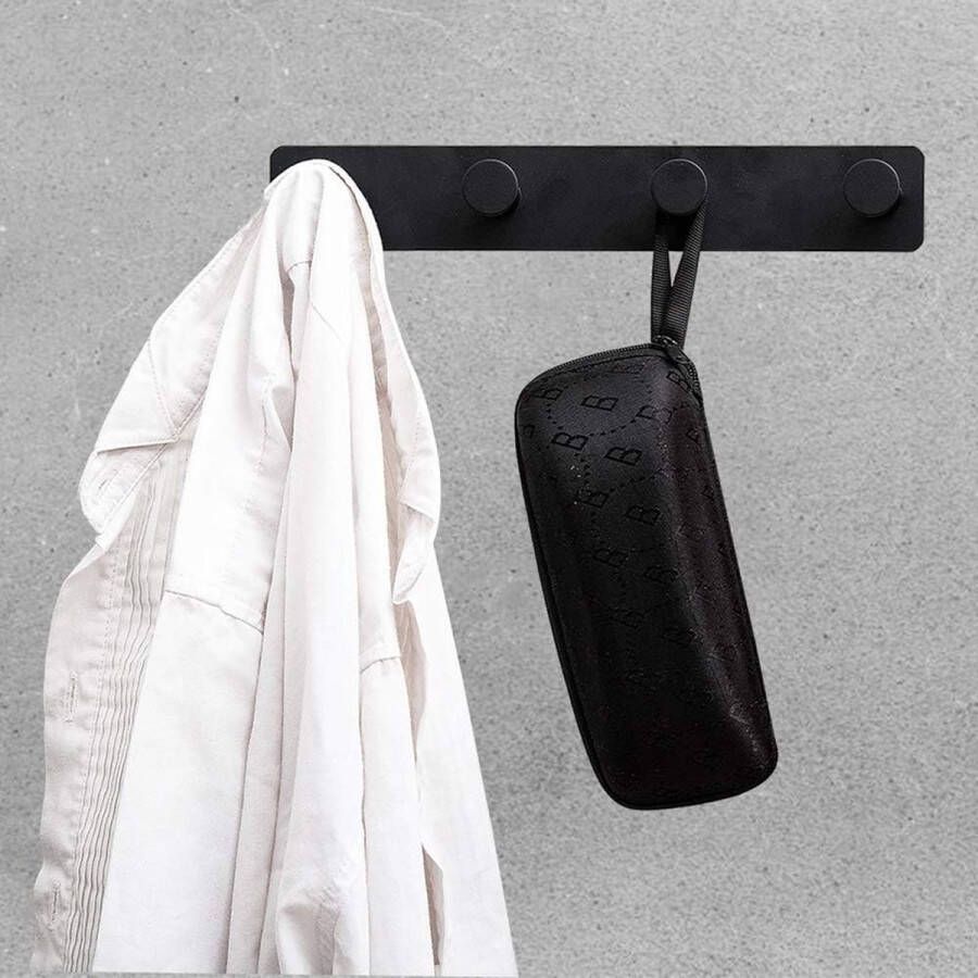 Garderobehaken zwart wandhaken zelfklevend & schroeven garderobelijst haaklijst met 4 haken kledinghaken muur voor hoed sjaals handtassen handdoekhaken