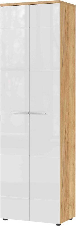 Garderobekast Elvas Eiken Wit MDF Breedte 60 cm Hoogte 198 cm Diepte 41 cm Met planken Met openslaande deuren
