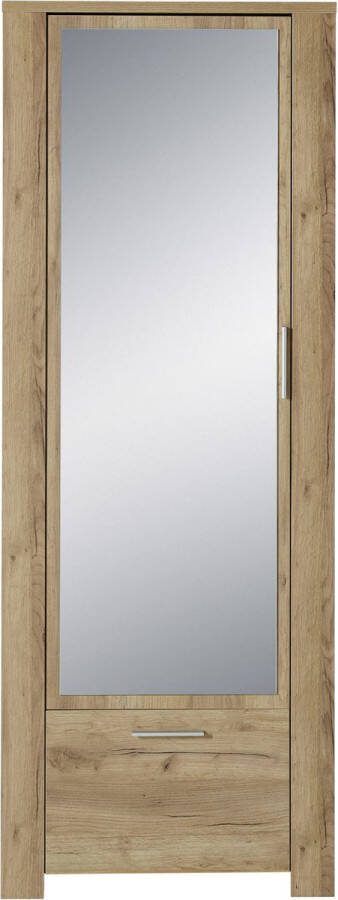 Garderobekast Sagres Eiken Breedte 74 cm Hoogte 198 cm Diepte 41 cm Met lades Met planken Met openslaande deuren
