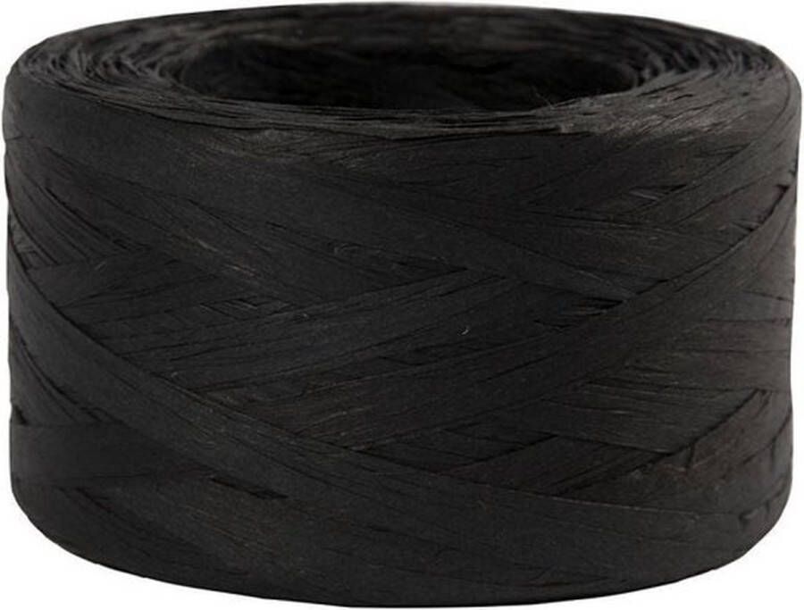 Garen Papier raffia garen 100% houtvezel zwart B: 7-8 mm 100m 1 rol