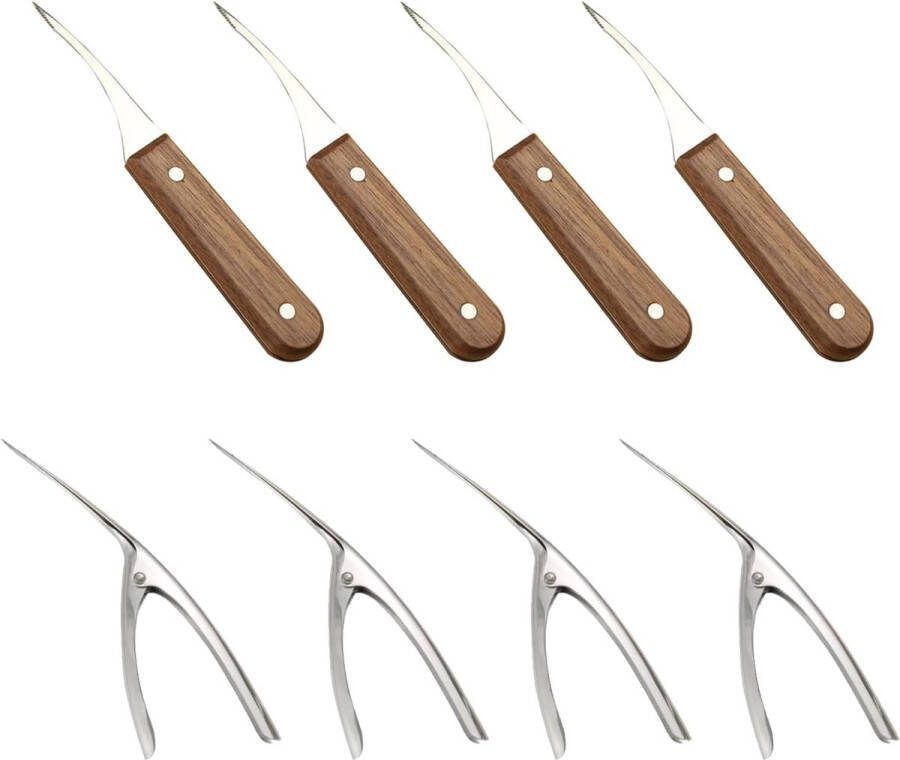 Garnalenschiller 8 stuks Garnalen Prawn Peeler RVS Shrimp Shell mes garnalenreiniger en deveiner voor lanusten kreeft garnalen dunschiller garnalen