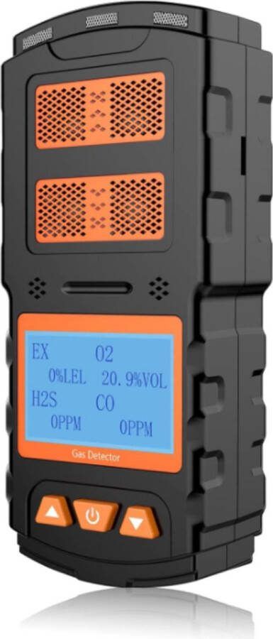 Gasdetector Koolmonoxidemeter Hoge Precisie 4-in-1 Handheld Gas Monitor Aardgasdetector Draagbaar Eenvoudig af te Lezen Zwart