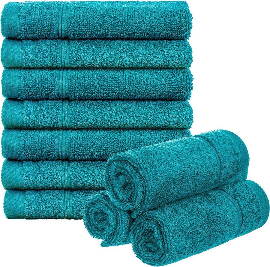 Gastendoekjes set van 10 ca. 50 x 30 cm handdoek badstof 100% katoen (set van 10 turquoise)
