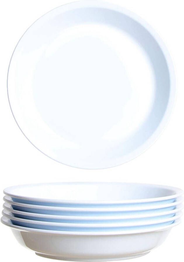 Gastro Kunststof borden 6 stuks 21 cm wit herbruikbaar onbreekbaar rond stapelbaar bordenset eetborden plastic borden plastic borden plastic servies campingborden kinderborden