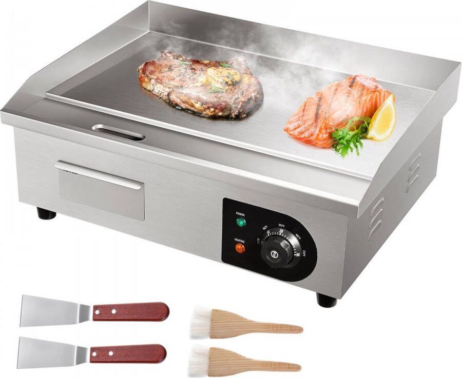 Gastronomy elektrische bakplaat 3000W RVS 54x30x1cm
