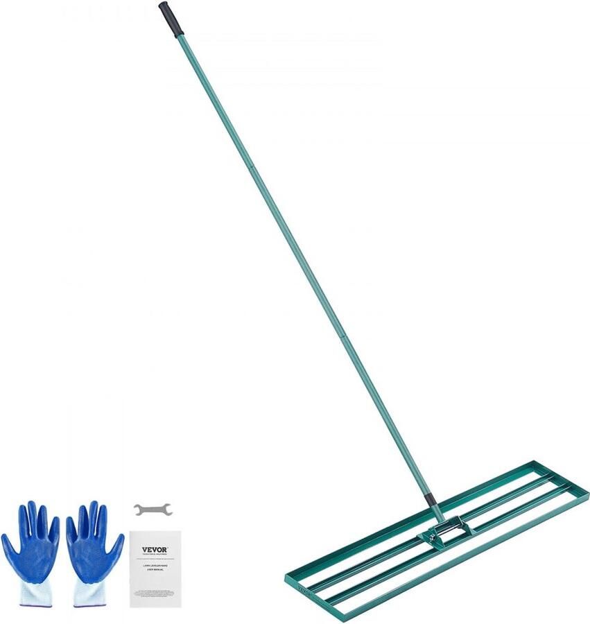 Gazonwisser 1219x254mm Basisplaat Levelawn Tool Aluminiumlegering en Q235 Staal Leveling Hark 1981mm Stang Basisplaat Golfgras Levelawn voor het nivelleren van Zand Aarde Compost en Mos