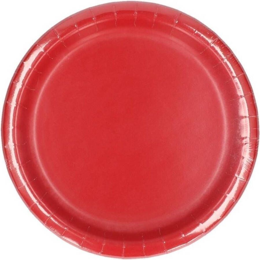 Merkloos Sans marque 32x Kartonnen bordjes rood 23 cm Wegwerpborden van karton Feestbordjes Feestartikelen tafeldecoratie