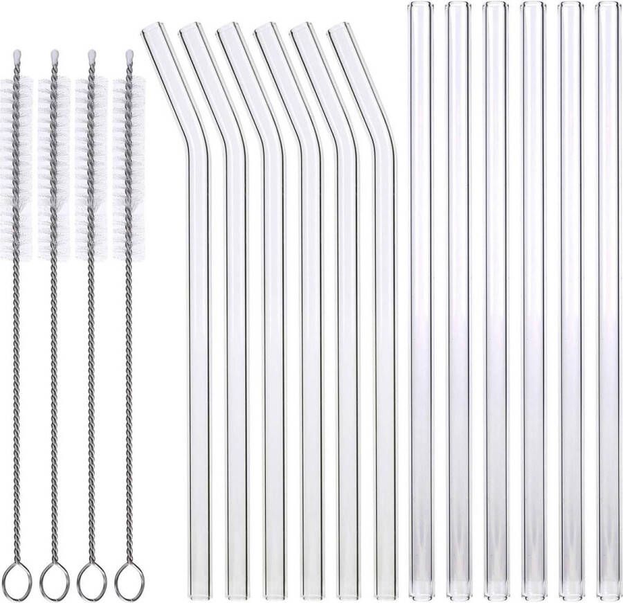 Gebogen glazen rietjes Set van 6 215 cm herbruikbaar voor cocktails smoothies sappen Glazen rietjes