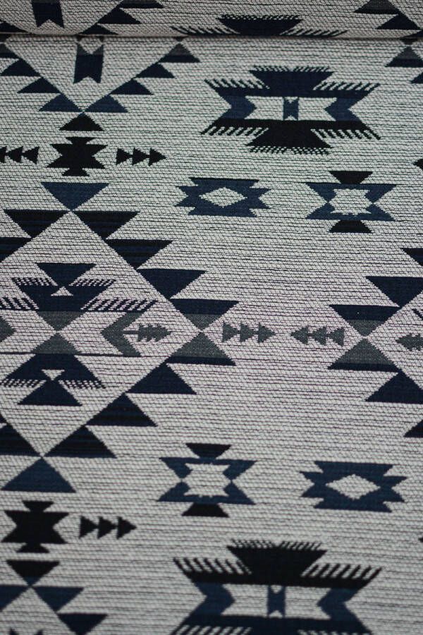 Gebreide stof met aztekenprint grijs 1 meter modestoffen voor naaien stoffen