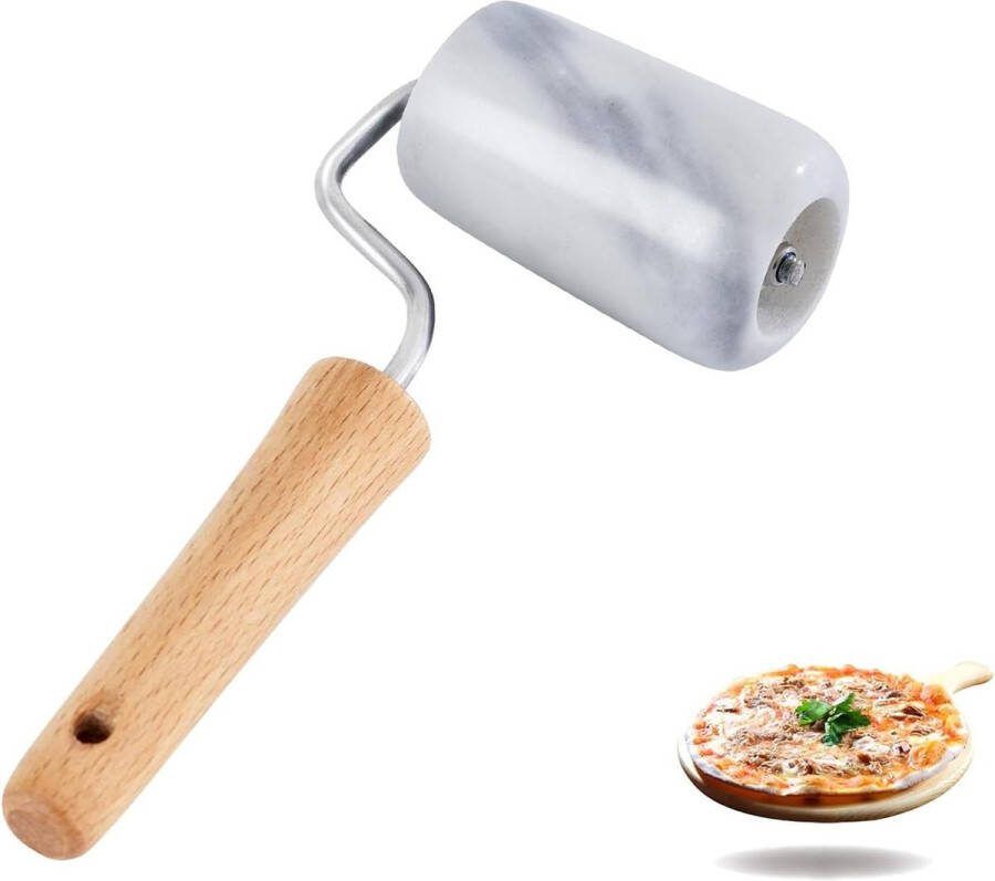 Gebruikte Marmeren Bakplaat voor Taarten Bakken en Maistortilla's Miniatuur Pizzasteen met Mini-rolstok Type 3 Wit