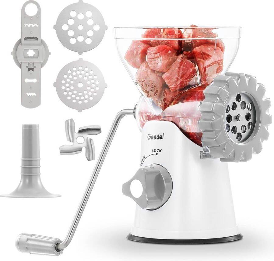 Geedel Manual Meat Grinder Stainless Steel Mincer for Minced Meat Pastry Press for Pastries Churros Maker Meat Grinder Manual Sausage Filling Machine for Minced Meat Sausage Biscuits (White)