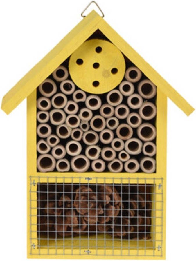 Geel insectenhotel 20 cm Hotel huisje voor insecten Bijenhuis vlinderhuis